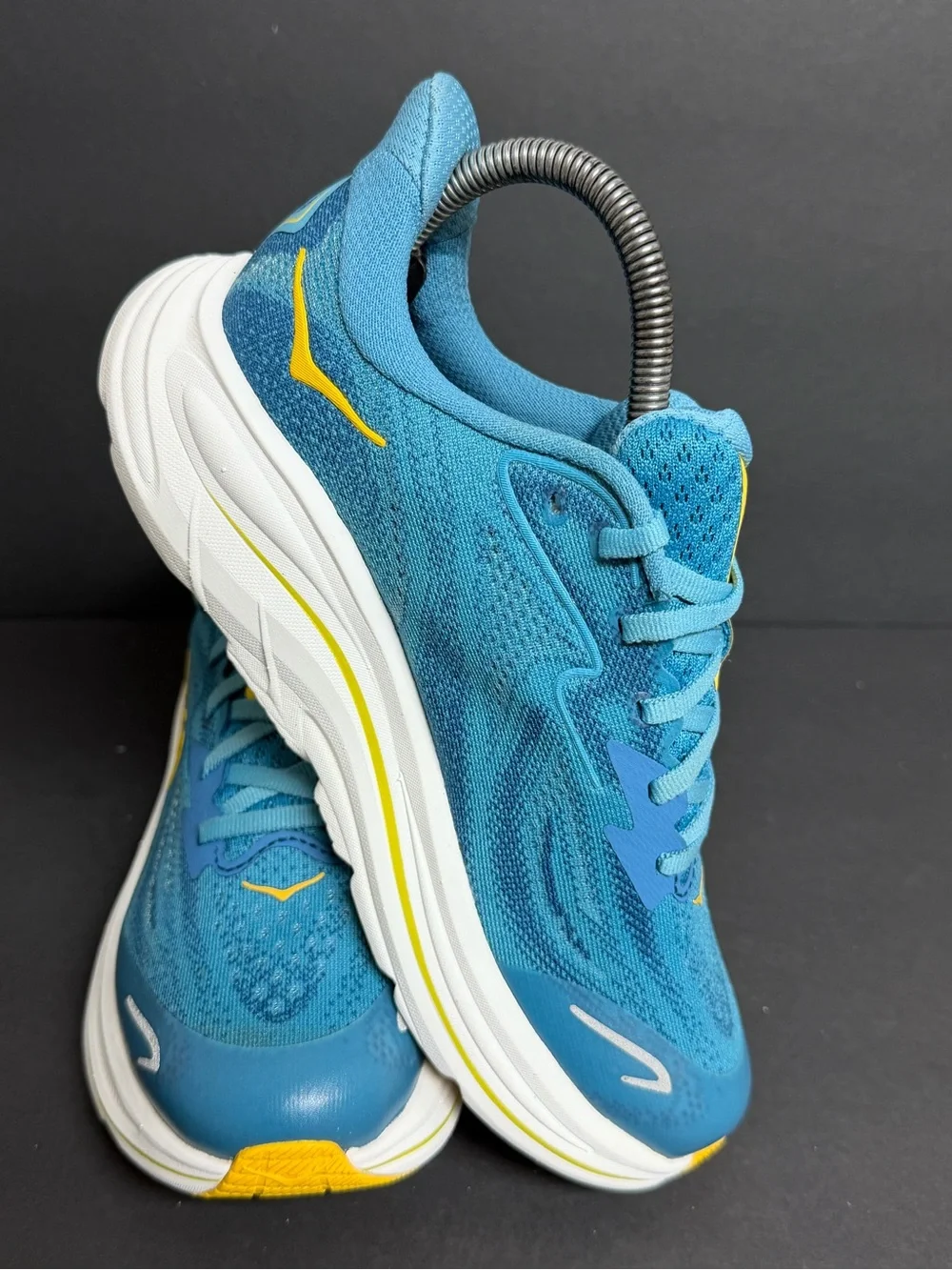 Hoka Clifton 10 Big Kids Running Shoes Blue Yellow 1168860 ALF Size 5Y Women 6.5